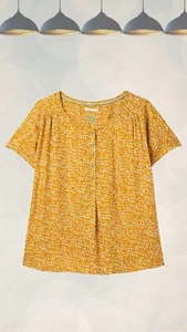 Ex White Stuff Women’s Short Sleeve Top in Yellow Dori Gold PR Lightweight - Picture 1 of 2