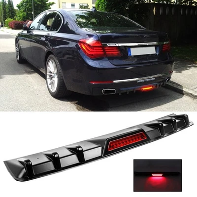 For 7 Series LCI G11 G12 G70 Rear Bumper Diffuser + LED Brake Light Gloss Black - Imagem 1 de 4
