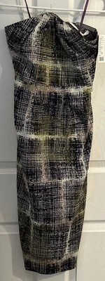 Nuevo con etiquetas Vestido Anthropologie Edme & Esyllte Mujer 0 Verde Negro Geométrico Sin Tirantes Foto 1 de 4