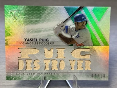 🇨🇺YASIEL PUIG 2015 Topps Triple Threads Bat Relic Card /18 #CUBAN LEGEND!🇨🇺 - Image 1 of 2