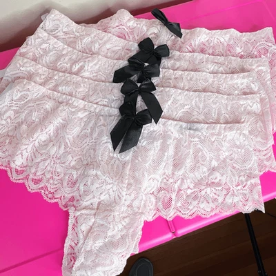 Panty Dreamgirl Lazo Satinado Superpuesto Encaje Elástico 7177 Mediano Rosa Claro Nuevo con Etiquetas Foto 1 de 4
