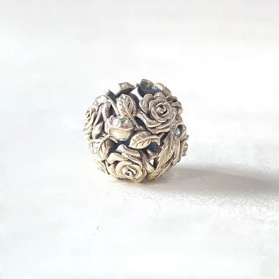 925 sterling silver rose ball charm for bracelet - Image 1 of 4