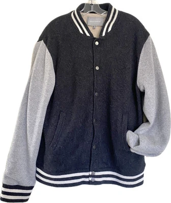 Neiman Marcus Cashmere Letterman Varsity Jacket Men’s XL Dark and Light Gray - Image 1 of 4