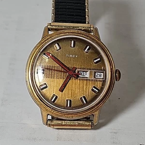 Vtg 1974 Timex Mercury Barcode Brown Dial 16860-02774 35mm Watch Mechanical!!! - Picture 1 of 5