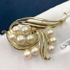 MIKIMOTO K14YG about 5.5 to 7.6mm 10P Akoya Pearl Brooch Auth Used from Japan