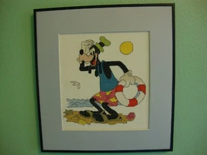 Vintage Disney GOOFY on the BEACH Cross Stitch PICTURE Completed Framed 14x15” - Picture 1 of 3