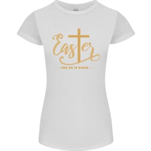 Pascua Para Él Ha Resucitado Cristiana Cristianismo Jesús Camiseta Petite - Imagen 1 de 24