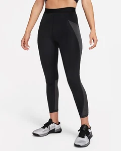 Women Nike Pro SE 7/8 Leggings Size M Medium Black FN3162 010 Side Pockets - Picture 1 of 20