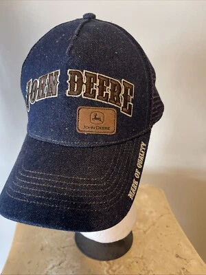 Chapéu caminhoneiro azul denim John Deere remendo de couro Snapback marca vintage de qualidade - Imagem 1 de 4