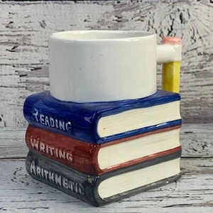 Banning Teacher Mug Stack of Books Pencil Handle Reading Writing Arithmetic - Picture 1 of 7
