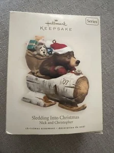 Vtg Hallmark Keepsake Sledding Into Christmas Nick & Christopher Ornament #4 - Picture 1 of 2