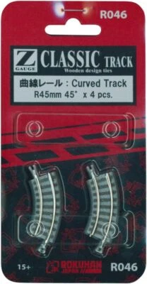 Rokuhan Z-Gauge R046 45° Curved Rail Pack 4 pcs Ships From Japan - Image 1 of 3