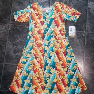 Disney Adeline size 10 Lularoe pooh dress colorful brand new w tags - Picture 1 of 2