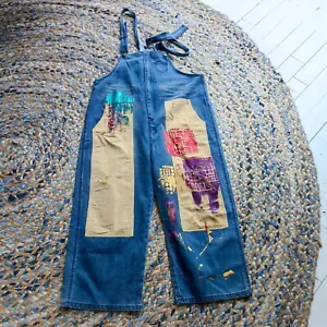 Paul McNeil maßgeschneiderte Künstler Maler CROPPED DUNGAREES Größe MEDIUM handbemalt - Bild 1 von 17