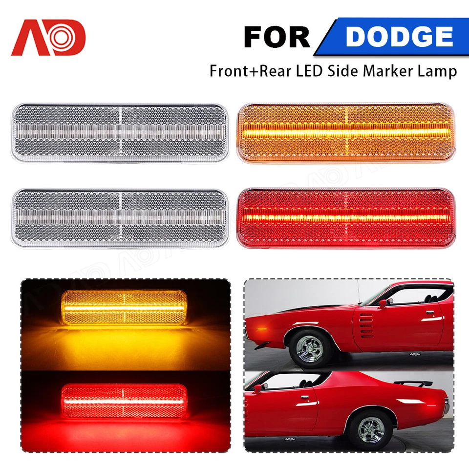 Luces de señalización LED transparentes delanteras + traseras 4 piezas para Dodge Charger 1972-74 y 84-87 Foto 1 de 4