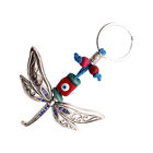 Colorful Dragonfly Pendant Keyring with Bead Charm