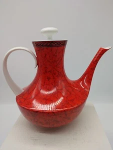 Coffee Pot Block Bidasoa Spain Espana Flamenco Red with black trim white lid - Picture 1 of 10