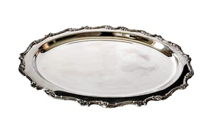 Vintage Ornate Silverplate Oval Serving Tray Rose Pattern 18" - Picture 1 of 6