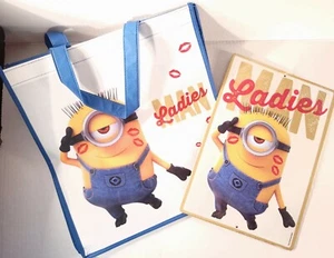 Despicable Me Minions Stuart “Ladies Man” Metal Sign & Reusable Cloth Bag Lot - Picture 1 of 11