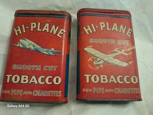 Vintage Lot 2 Versions Tins Hi-Plane Smooth Cut Tobacco Pocket Ad Richmond Va - Picture 1 of 12