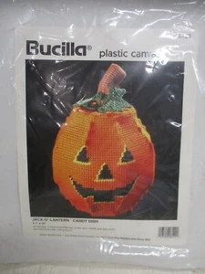 Bucilla Plastic Canvas Kit #6129 JACK-O-Lantern Pumpkin Candy Dish New - Picture 1 of 4
