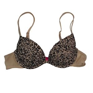 Victoria's Secret PINK Size 34A Bra Animal Print Lace Padded Underwired Women’s
