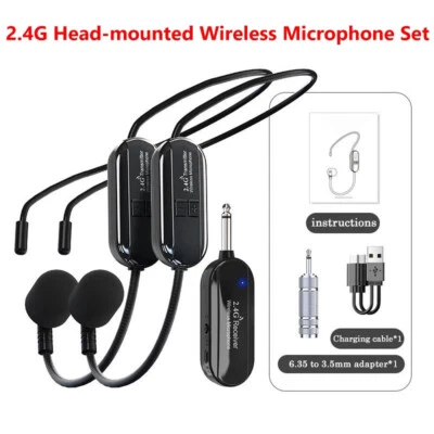 UHF Microfono Wireless Cuffie Microfono Wireless Sistema Altoparlante NUOVO - Immagine 1 di 4