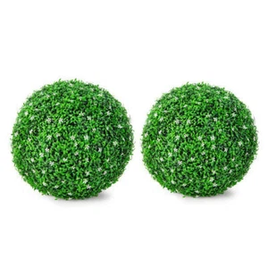 2 PCS Holly Artificial Topiary Balls 19.5 Inch Faux Boxwood Balls - Color: Green - Picture 1 of 5