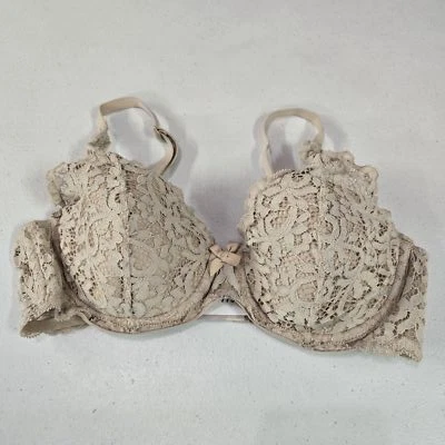 Victoria's Secret Women Bra 32D Beige Floral Body By Victoria Lined Demi Lace - Image 1 of 4