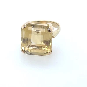 9ky Yellow Gold 11.53 Carat CITRINE QUARTZ Yellow Cocktail Ladies Ring ~ 5.5 - Picture 1 of 10