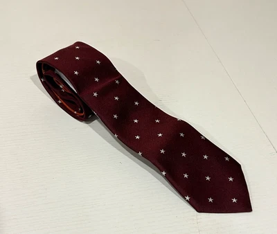 Corbata PAUL SMITH 100% Seda Hecha en ITALIA “Estrellas” Rojo Oscuro/Naranja (estrecha)-NUEVA Foto 1 de 4