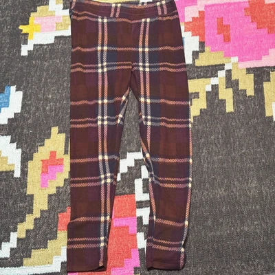 Leggings Cuddl Duds elásticos de lana, azul marino/púrpura a cuadros, grandes Foto 1 de 4