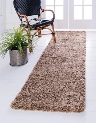 Sandy Brown 2x7 Rectangular Shag Rug Cozy Plush Solid Color for Home Decor - Image 1 of 4