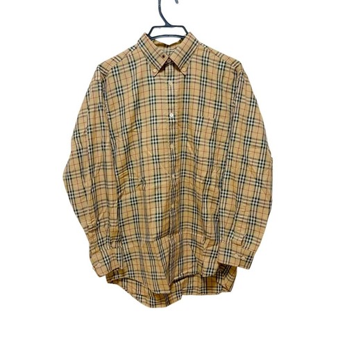 Camicia Burberry Vintage Nova Check Manica Lunga L Beige Cotone Usata