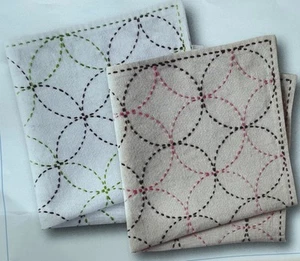 Sashiko kit 2types Printed Sashiko Fabric and Thread Shippou Japan100%cotton - Picture 1 of 14