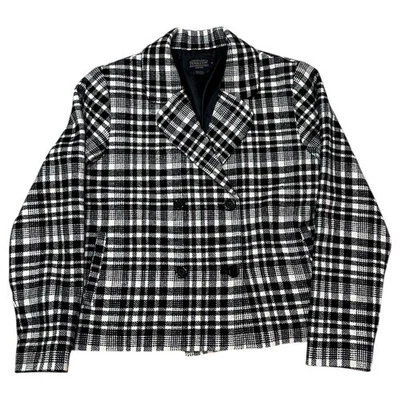 Pendleton Women’s Wool Blazer Jacket Black White Plaid Size 16 Double Breasted - Image 1 of 4