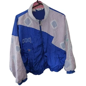 Trainingsjacke Vintage 80er Le Coq Sportif Damen Gr. M Full Zip Color Block Satin - Bild 1 von 6