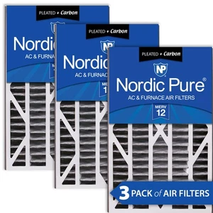 Air Bear Cub 16x25x3 Air Filter Replacement MERV 12 Pleated Plus Carbon 3 Pack - Picture 1 of 7