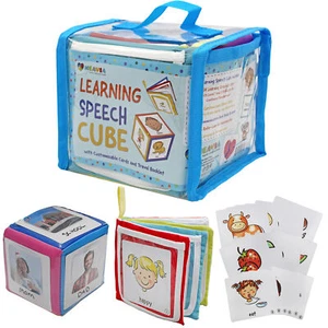 Customizable Speech Learning Cube; Card Set w/ Travel Case by Meavia Toys - Picture 1 of 9