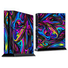 PS4 Playstation console skins decals wrap - Neon Color Swirl Glass