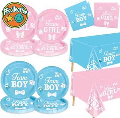 Gender Reveal Decorations - Including Gender Reveal Plates, Napkins, Tablecloth  - Image 1 of 4