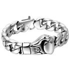 Mens Heavy Boxing Boxer Glove Cuban Curb Link Chunky Bracelet Stainless Steel