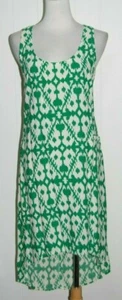 KAVU Green White Ikat Hi Lo Sleeveless Racerback Jocelyn Dress Cover UP XS - Picture 1 of 4