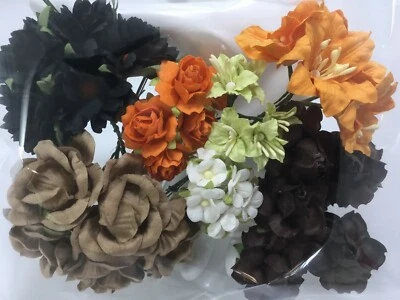 40 Assortment Paper Flower Wedding bouquet Scrapbook TH/Halloween-B - Image 1 of 2