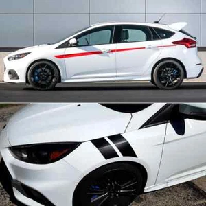 Cuerpo deportivo falda lateral cintura línea rayas calcomanía vinilo pegatina envoltura para Ford Focus - Imagen 1 de 27