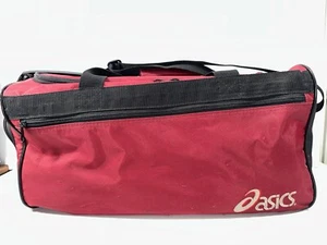 Vtg Maroon Asics Embroidered Spell Out Large Handled Gym Duffel Bag Carry On - Picture 1 of 12