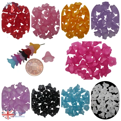 50 Acrylic Frosted Lily Flower Beads 13mm for Angel Fairy Making - Image 1 of 2