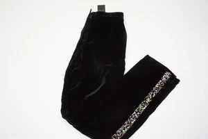 Giorgio Armani Velvet Black Multicolor Rhinestones Pants Sz 6 42 EU BRAND NEW - Picture 1 of 7