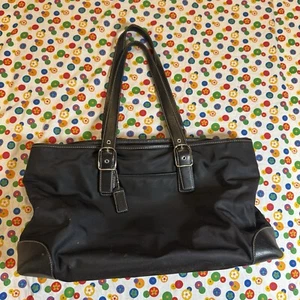 Vintage COACH Mercer Black Nylon/Leather Commuter Laptop Tote Bag - Picture 1 of 5