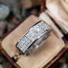 3CT Lab Created Diamond Wedding MEN'S BAND Ring 14K White Gold Plated Silver